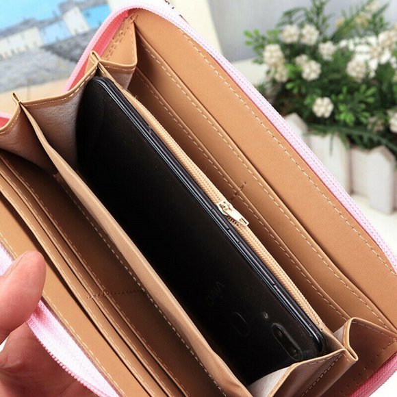 Cute Goth Punk Kuromi Kawaii Long Zipper Wallet Card Holder Leather Rock Biker - Picture 2 of 3